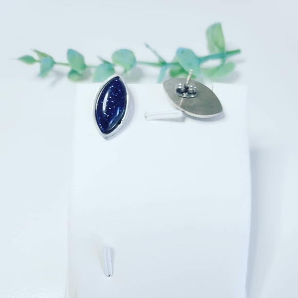 Blue Goldstone studded earrings 💙 - Picture 3 of 4